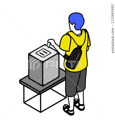 Man voting, isometric, back view 115945095
