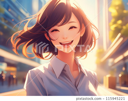 A young woman standing on the street corner A young woman standing on the street corner 115945221