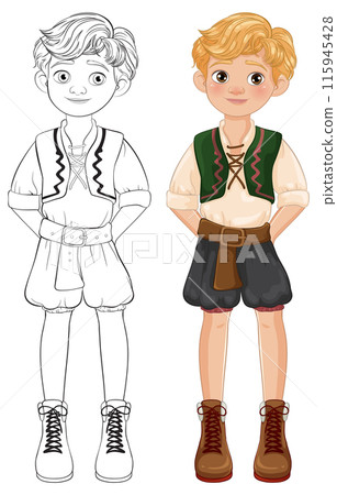 Traditional Boy Character Illustration 115945428
