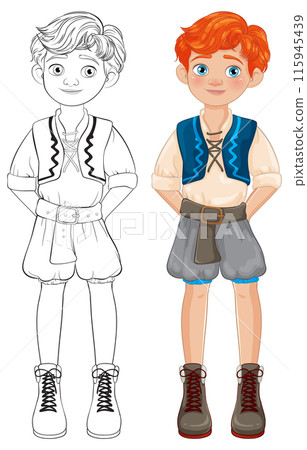 Coloring and Colored Boy Character 115945439