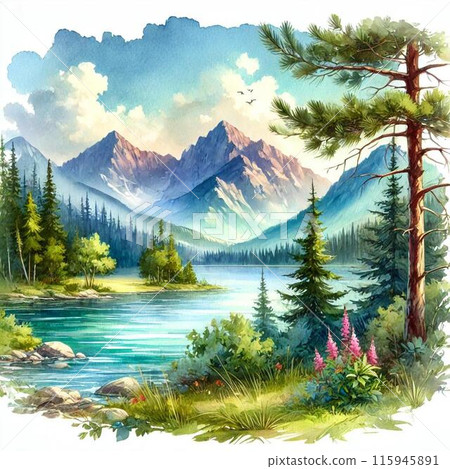 Mountain-view lake 115945891