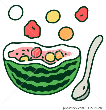Color illustration of a watermelon fruit pouch 115946289