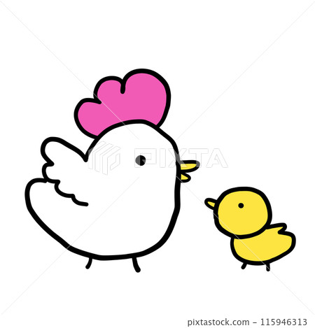 雞和小雞父母和孩子 115946313