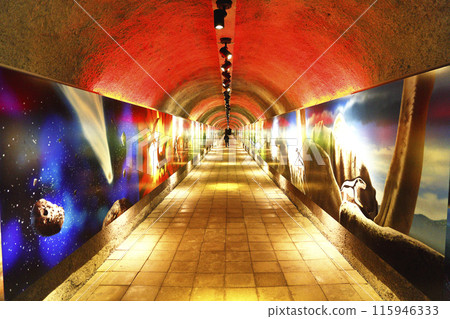 A boy walking through Akiyoshido's 300 million year time tunnel A boy walking through Akiyoshido's 300 million year time tunnel 115946333