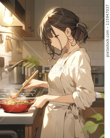 Female chef cooking 115947037