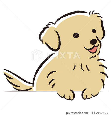 一隻狗向外張望的手繪插圖 115947327