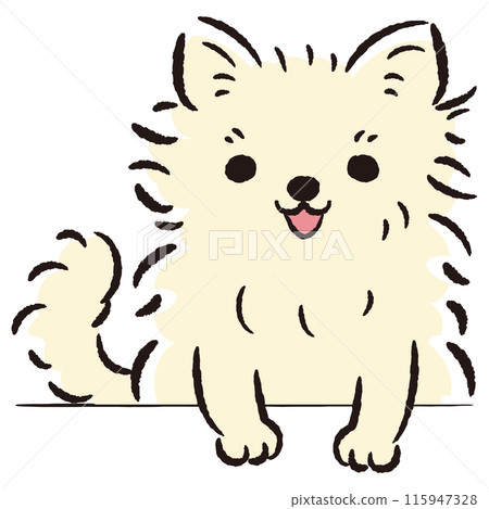 Hand-drawn illustration of a dog peeking out 115947328