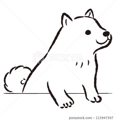 一隻狗向外張望的手繪插圖 115947397