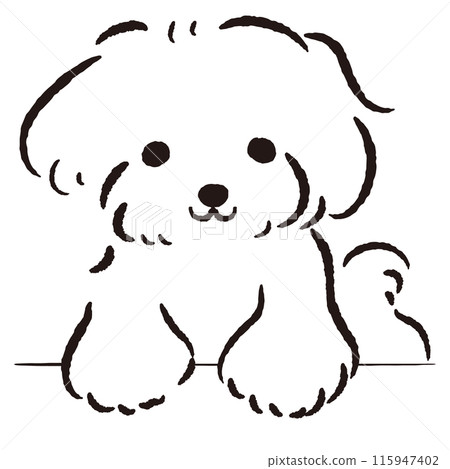 Hand-drawn illustration of a dog peeking out 115947402