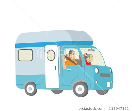 一家人享受駕車樂趣的插圖 115947521