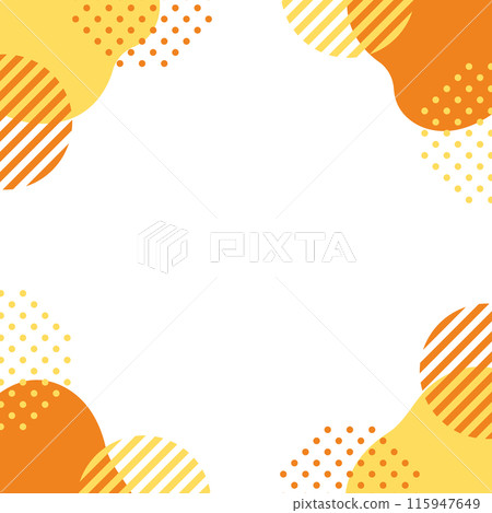 幾何抽象框架形狀和圓點橙色和黃色 115947649