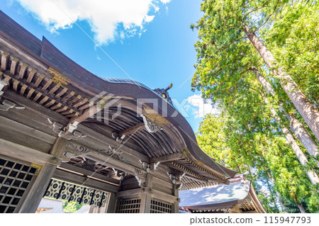 越後一宮彌彥神社 瑞神門 左右供奉守護大神家彥的兄弟神長木(右)和長部(左)。 越後一宮彌彥神社 瑞神門 左右供奉守護大神家彥的兄弟神長木(右)和長部(左)。 115947793