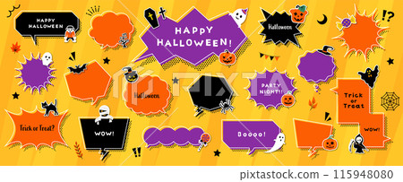 Halloween speech bubble set / illustration, icon, pumpkin, ghost, speech bubble, Halloween 115948080