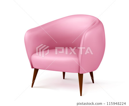 Pink armchair isolated on white background 115948224