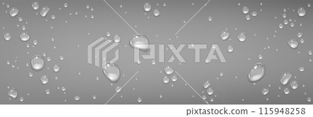 Rain water drops on grey glass surface. Rain water drops on grey glass surface. 115948258