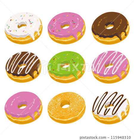 Various donuts illustration set Various donuts illustration set 115948310