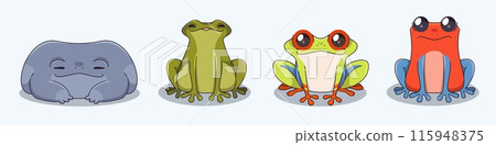 Cute aquatic and tropical frog character 115948375