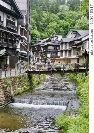 Ginzan Onsen in Spring (Obanazawa City, Yamagata Prefecture) 115948517