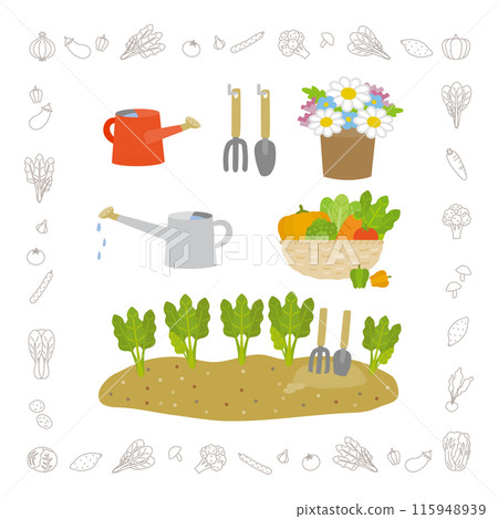 Home gardening and gardening image illustration set 115948939