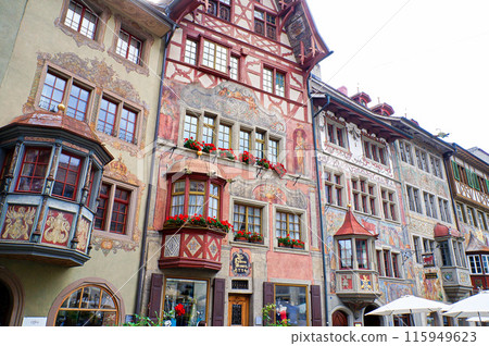 Mural decoration on the town hall square in the old town of Stein am Rhein [Switzerland] 115949623