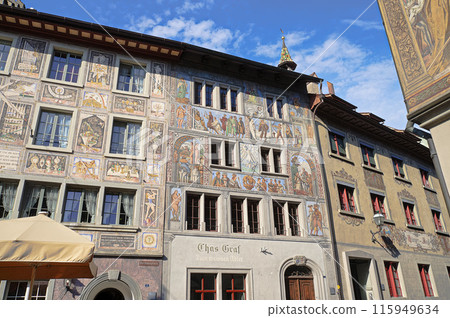 Mural decoration on the town hall square in the old town of Stein am Rhein [Switzerland] 115949634