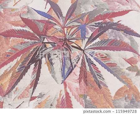 Colorful and sophisticated Japanese-style cannabis psychedelic artwork 115949728