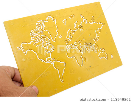 A picture of world map with selective focus 115949861