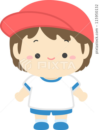運動會插畫素材,穿著體操服的男孩紅色組02 運動會插畫素材,穿著體操服的男孩紅色組02 115950132