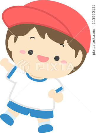 運動會插畫素材,穿著運動服的男孩紅組03 運動會插畫素材,穿著運動服的男孩紅組03 115950133