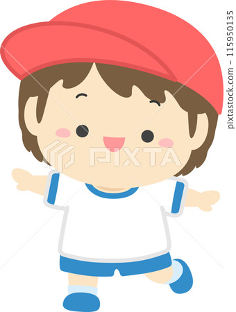Sports day illustration material, boys in gym clothes, red team 05 Sports day illustration material, boys in gym clothes, red team 05 115950135