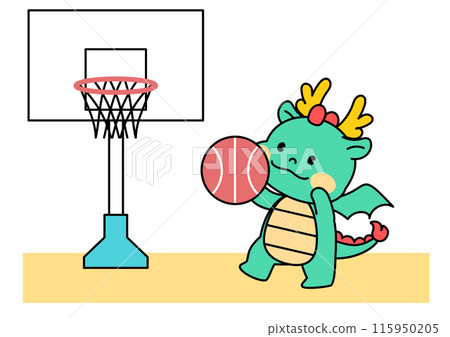 Dragon Character Playing Basketball Dragon Character Playing Basketball 115950205