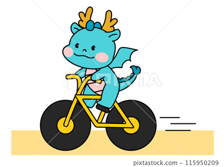 Dragon Character Riding a Bicycle Dragon Character Riding a Bicycle 115950209