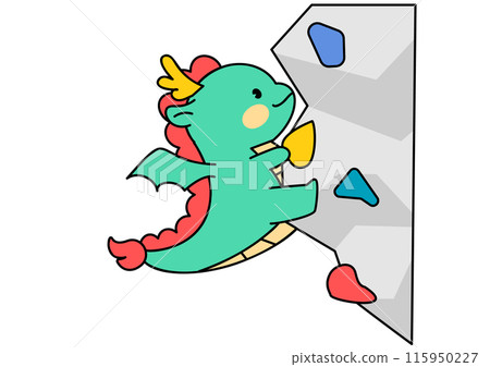 Dragon Character Doing Sports Climbing Dragon Character Doing Sports Climbing 115950227