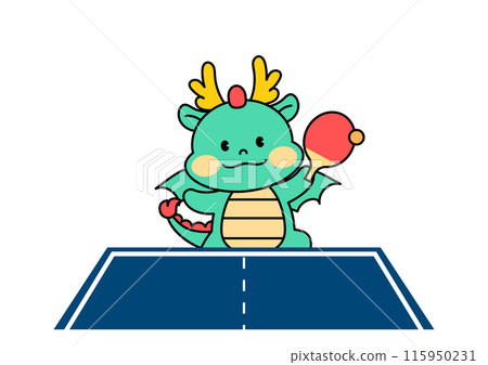 Dragon Character Playing Table Tennis (Ping Pong) 115950231