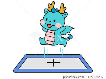 Dragon Character on a Trampoline Dragon Character on a Trampoline 115950232