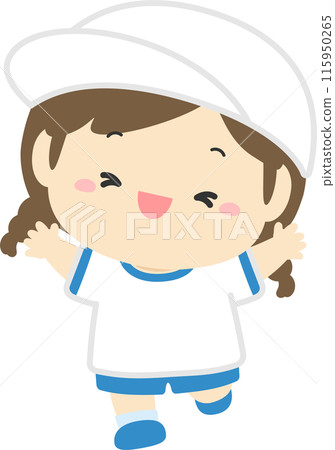 Sports day illustration material, gymnastics uniform girls white team 03 Sports day illustration material, gymnastics uniform girls white team 03 115950265