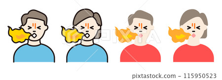 Icon illustration of a man and woman who are angry and blowing fire 115950523