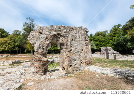Trikonchos Palace at the Butrint National Park, UNESCO World Heritage archeological site 115950601