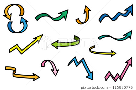 Colorful arrow illustration material set 115950776