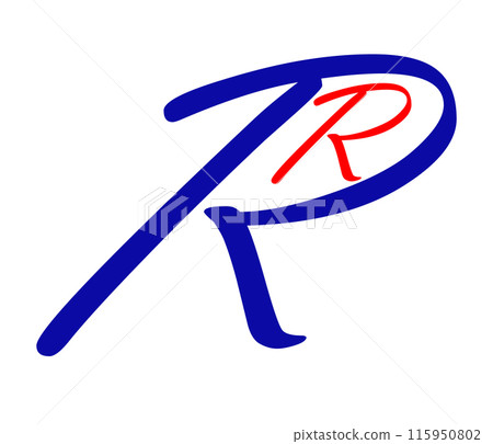 Vector logo. Abstraction. Art design. Figure. Symbol and letter R. Sign on a white background. Vector drawing. Name of the company. Logo. Graphic element. Design. Vector logo. Abstraction. Art design. Figure. Symbol and letter R. Sign on a white background. Vector drawing. Name of the company. Logo. Graphic element. Design. 115950802