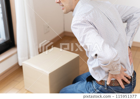 Man with back pain, backache, sudden lower back pain 115951377