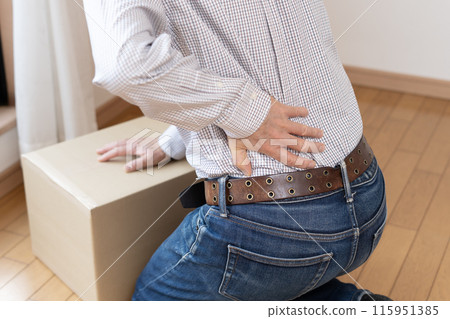 Man with back pain, backache, sudden lower back pain 115951385