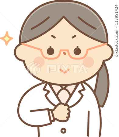 一個穿著白大褂的女人自豪地挺起胸膛 115951424