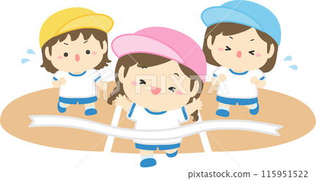 幼兒園女孩運動會跑步插畫01 115951522