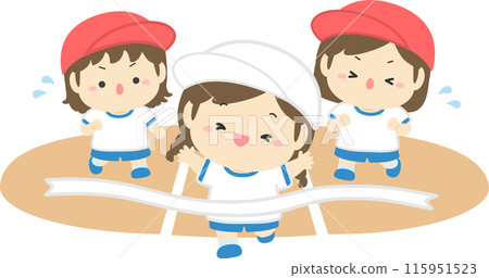 Illustration of an elementary school girl running at a sports day 02 115951523