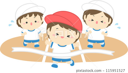 Illustration of an elementary school boy running at a sports day 02 Illustration of an elementary school boy running at a sports day 02 115951527