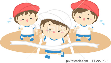Illustration of an elementary school boy running at a sports day 01 115951528
