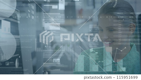 Image of financial data happy caucasian businesswoman Image of financial data happy caucasian businesswoman 115951699
