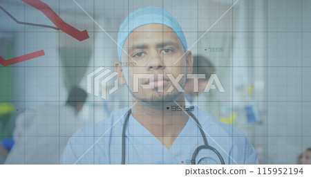 Image of data processing over biracial male doctor 115952194
