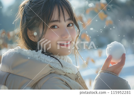 Falling snow and female portrait Falling snow and female portrait 115952281